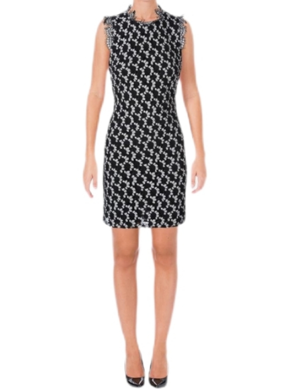 Tommy Hilfiger Black and White Floral Patterned Sleeveless Dress 10
